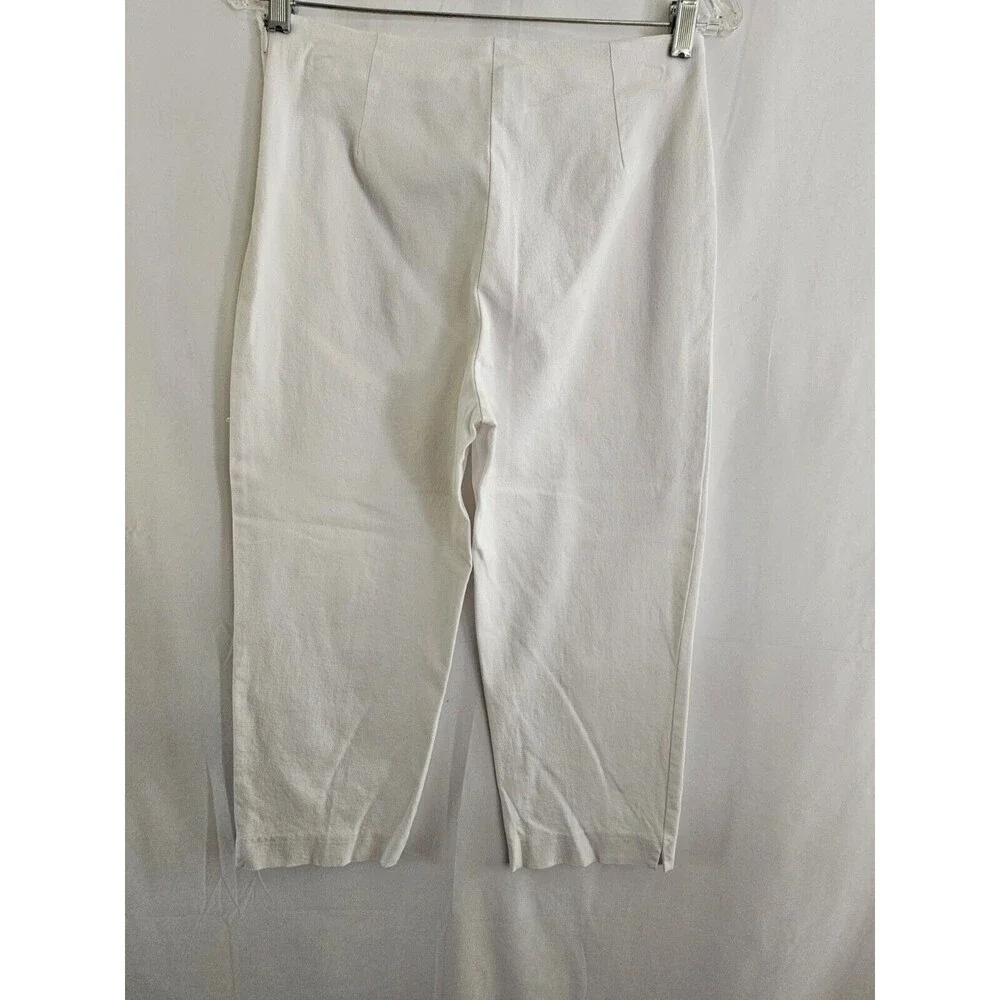 Cleo Pants Womens White Denim Side Zip Slacks Size 10